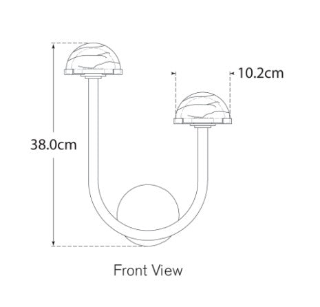 Pedra Asymmetrical Wall Light Brass dimensions