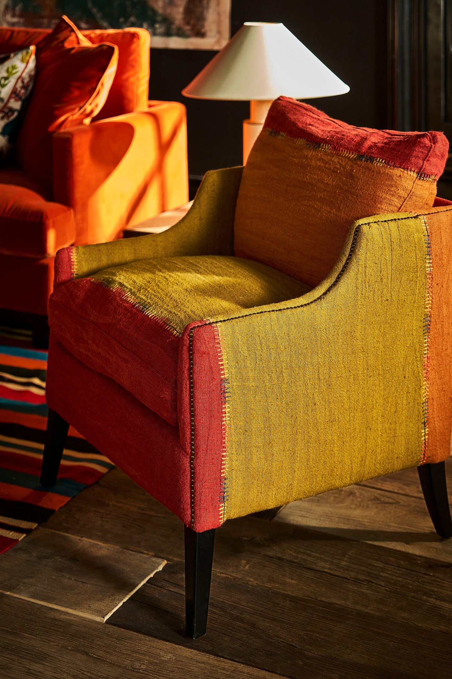 Andrew Martin Regal Chair Turkish Perde Red & Green