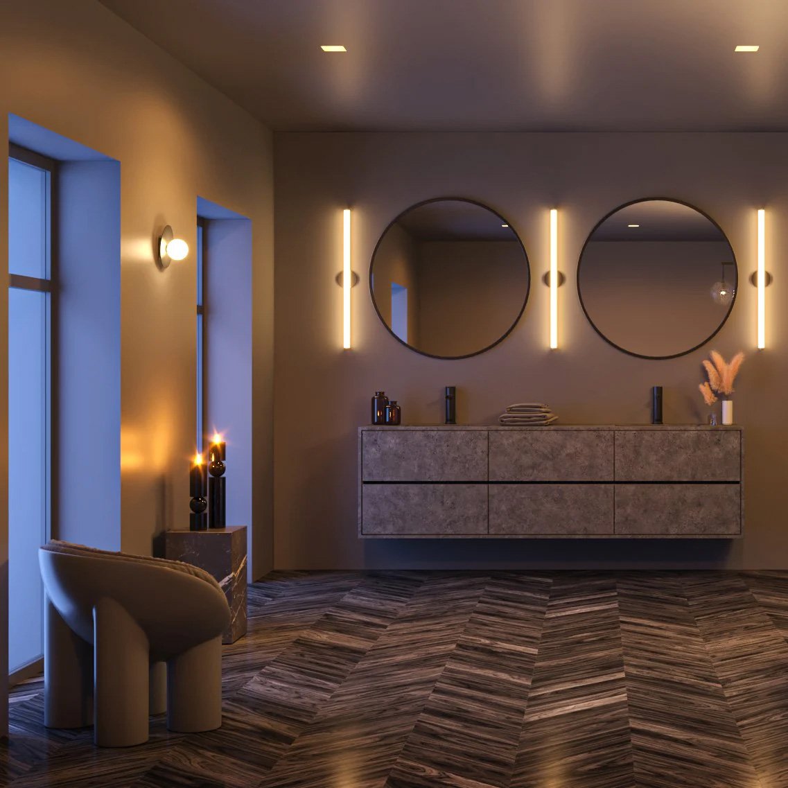 Nodes Angled Wall Light dimensions