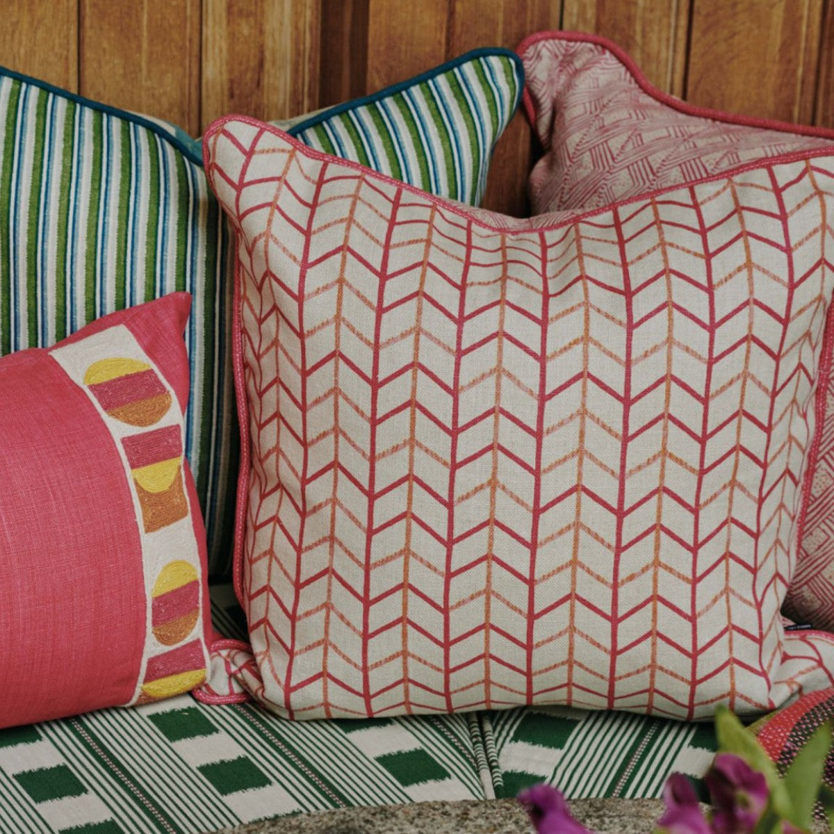 Christopher Farr Cloth | Belge Reversible Cushion Hot Pink