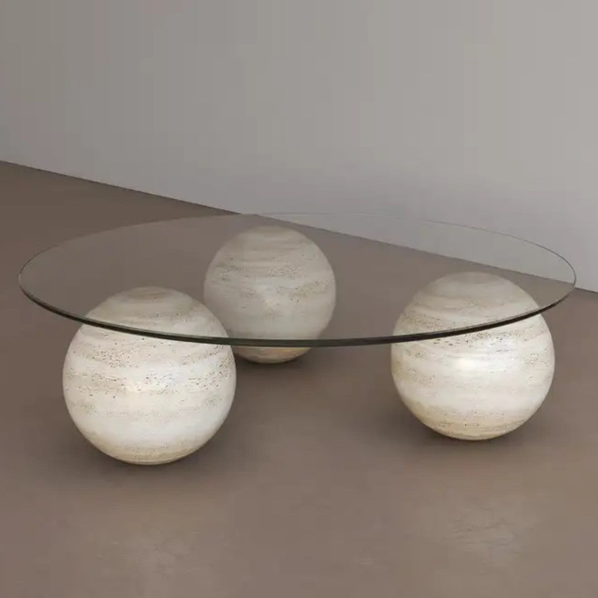 Marble Furniture | Globe Coffee Table With Glass Top