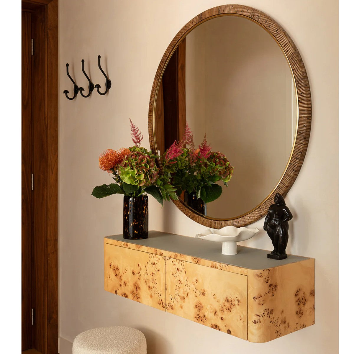 Porta Romana | Holden Mirror Large | Dark Cane with Brass