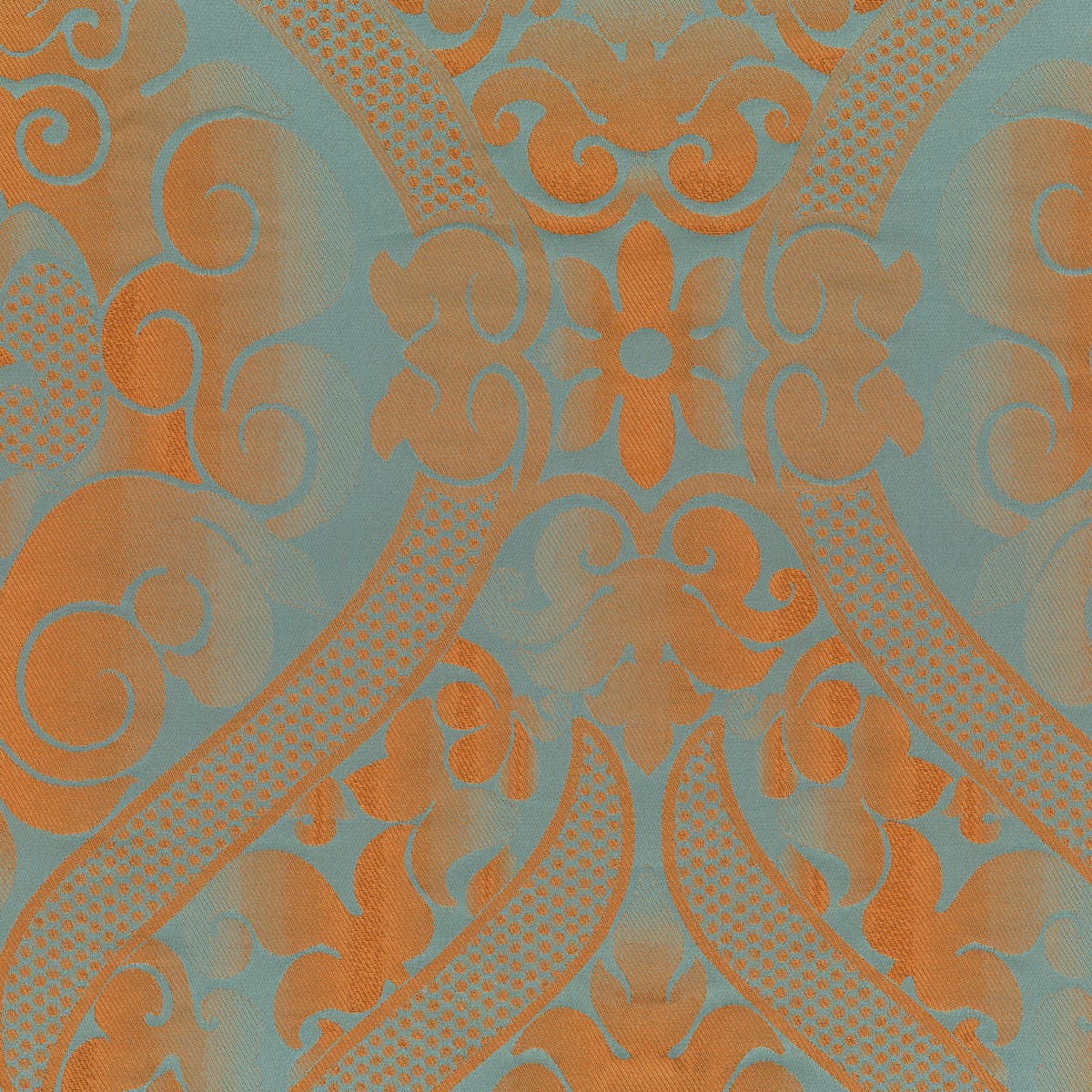 Rubelli Damasco Pop fabric - Acqua/rame