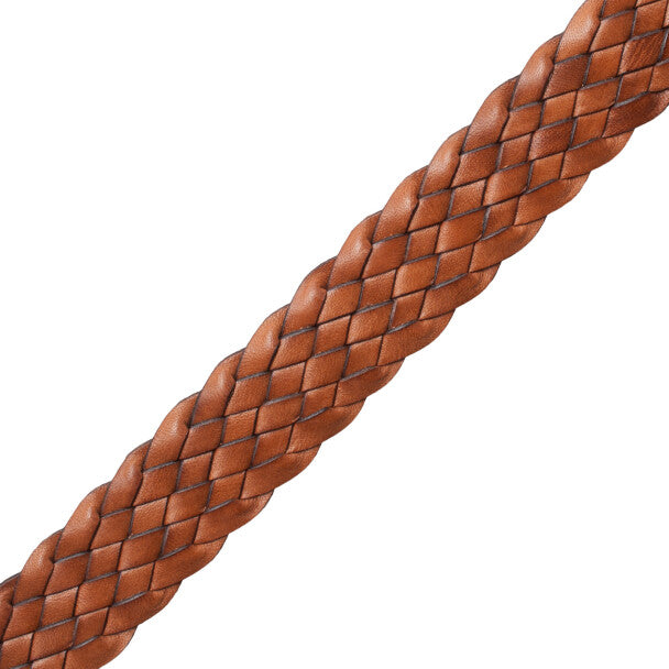 1" Woven Leather Braid - Saddle