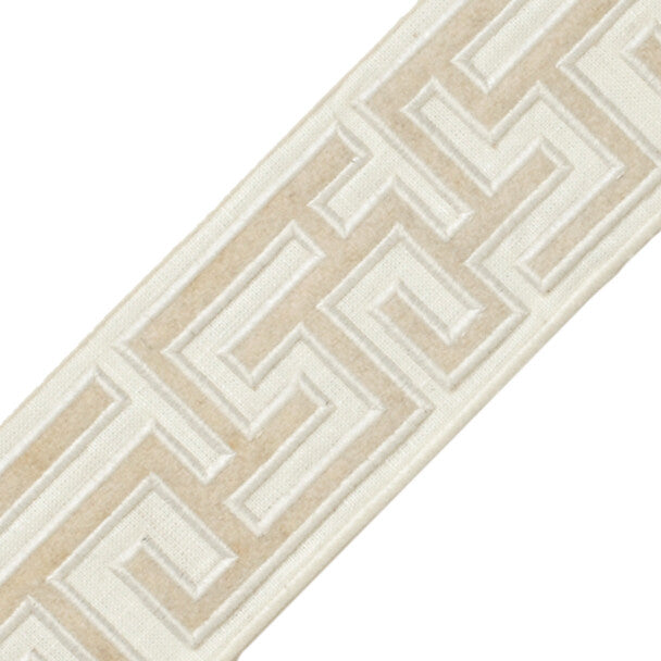 2.75" Greek Fret Embroidered Border - Alabaster