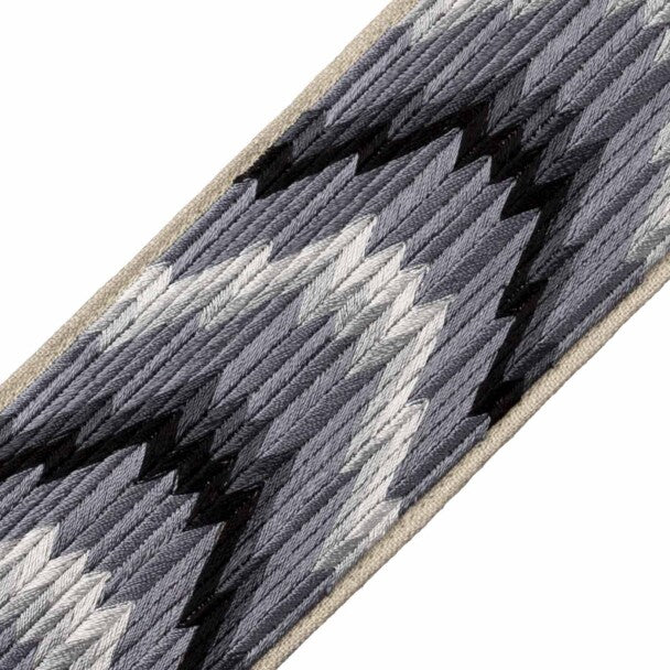 Flame Embroidered Border - Obsidian