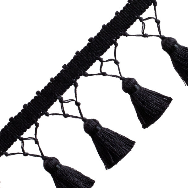 Bali Linen Knotted Tassel Fringe - Onyx