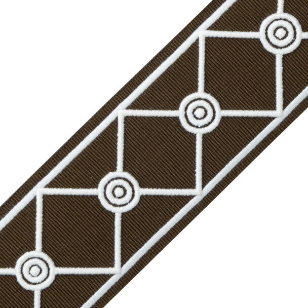 MDS Embroidered Lattice Border - Chocolate