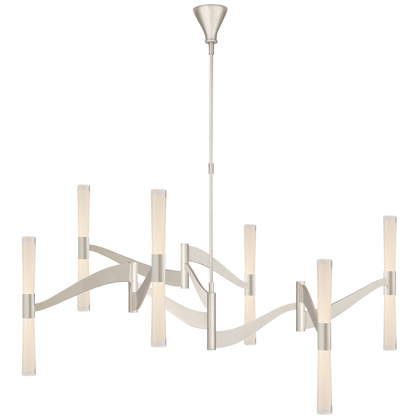Brenta Grande Chandelier in Polished Nickel with White Glass