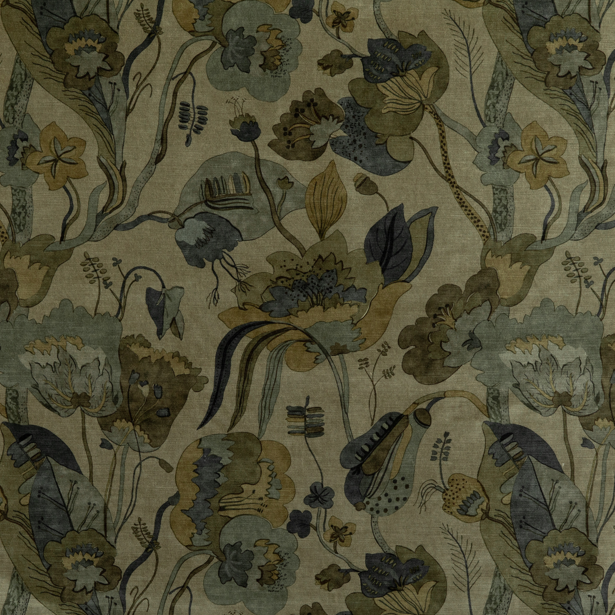 GP & J Baker | California Velvet fabric - Denim/Mole