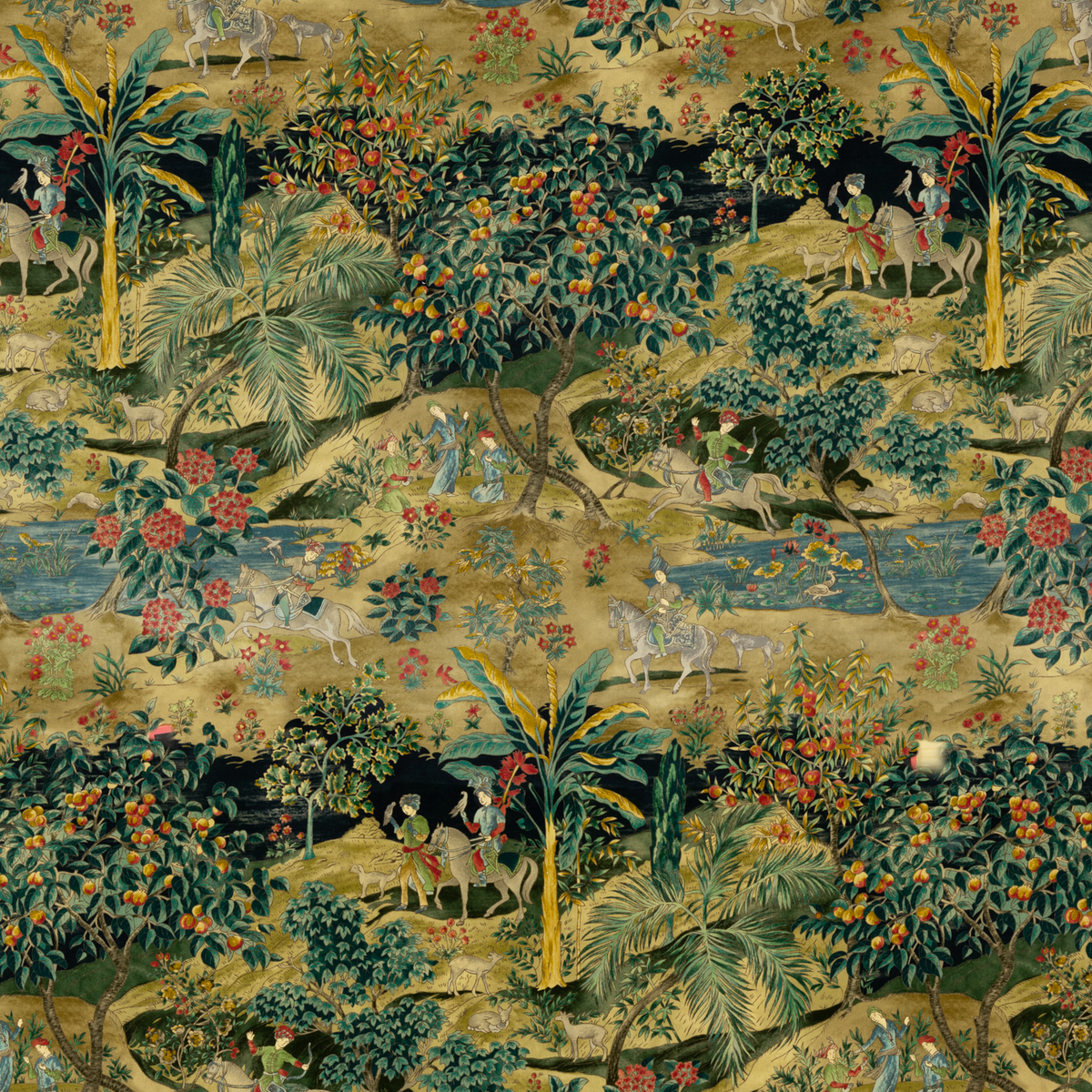 GP & J Baker | Ramayana Velvet fabric - Emerald/Sand