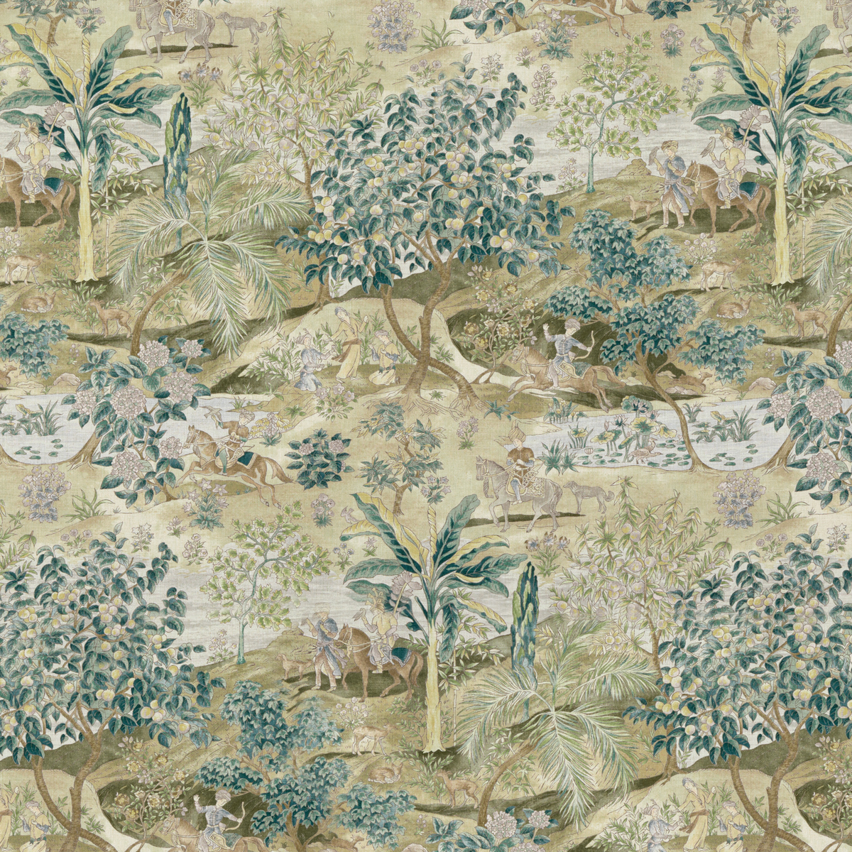 GP & J Baker | Ramayana fabric - Green/Mole