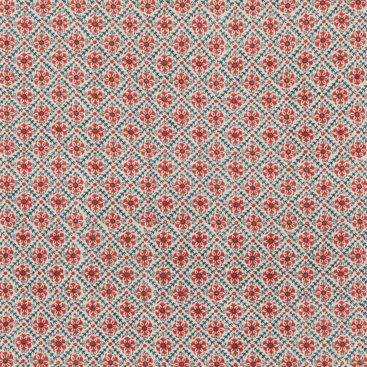 GP & J Baker | Camden Trellis fabric - Red/ Blue