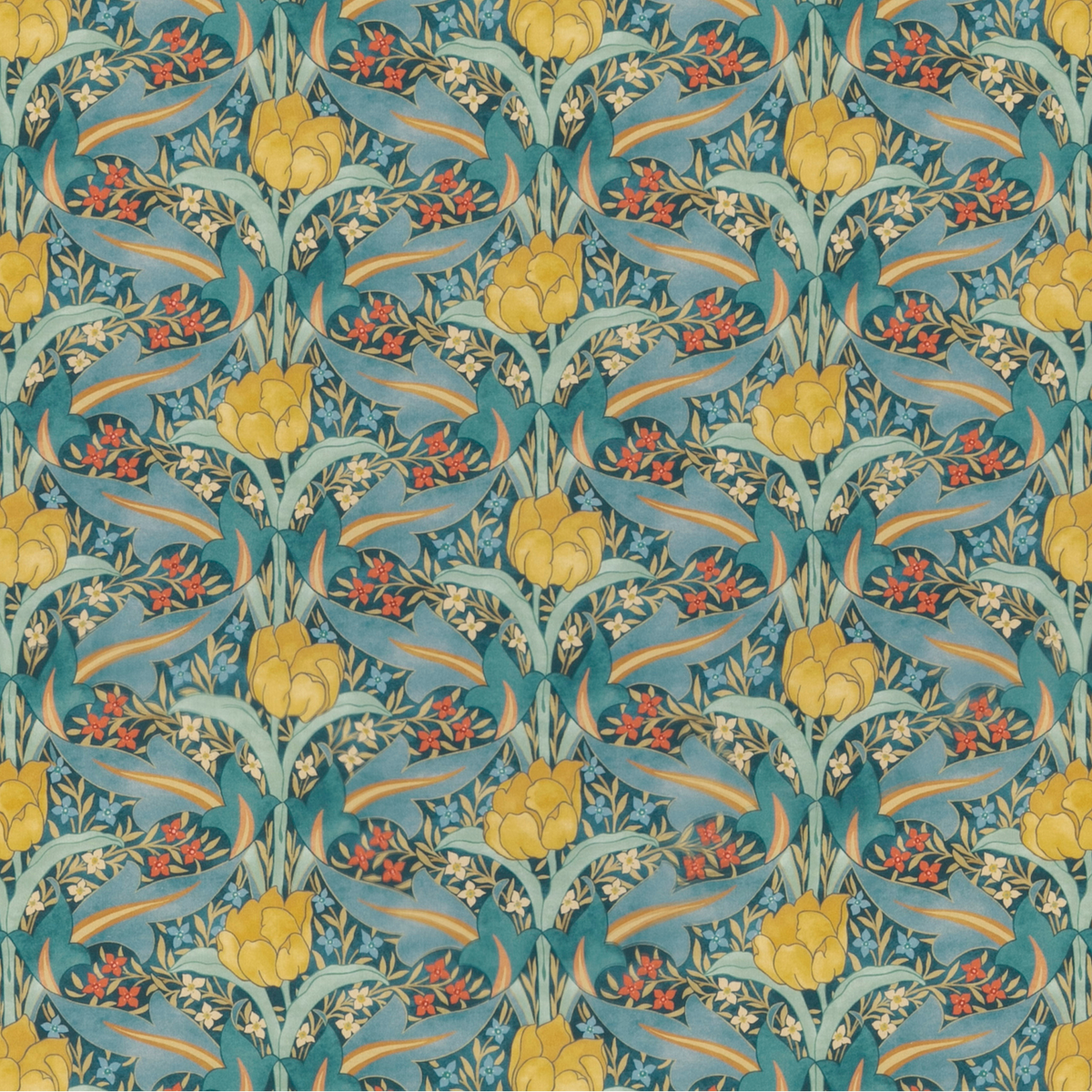 GP & J Baker | Tulip & Jasmine Cotton fabric - Teal