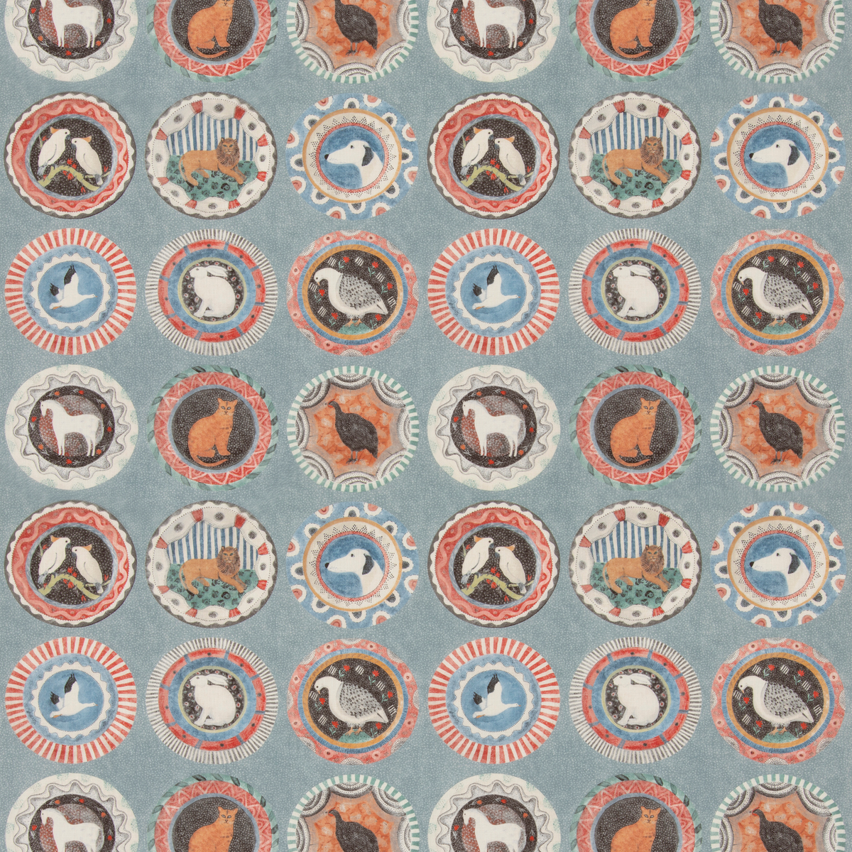 GP & J Baker | Robina's Dinner Party fabric - Teal
