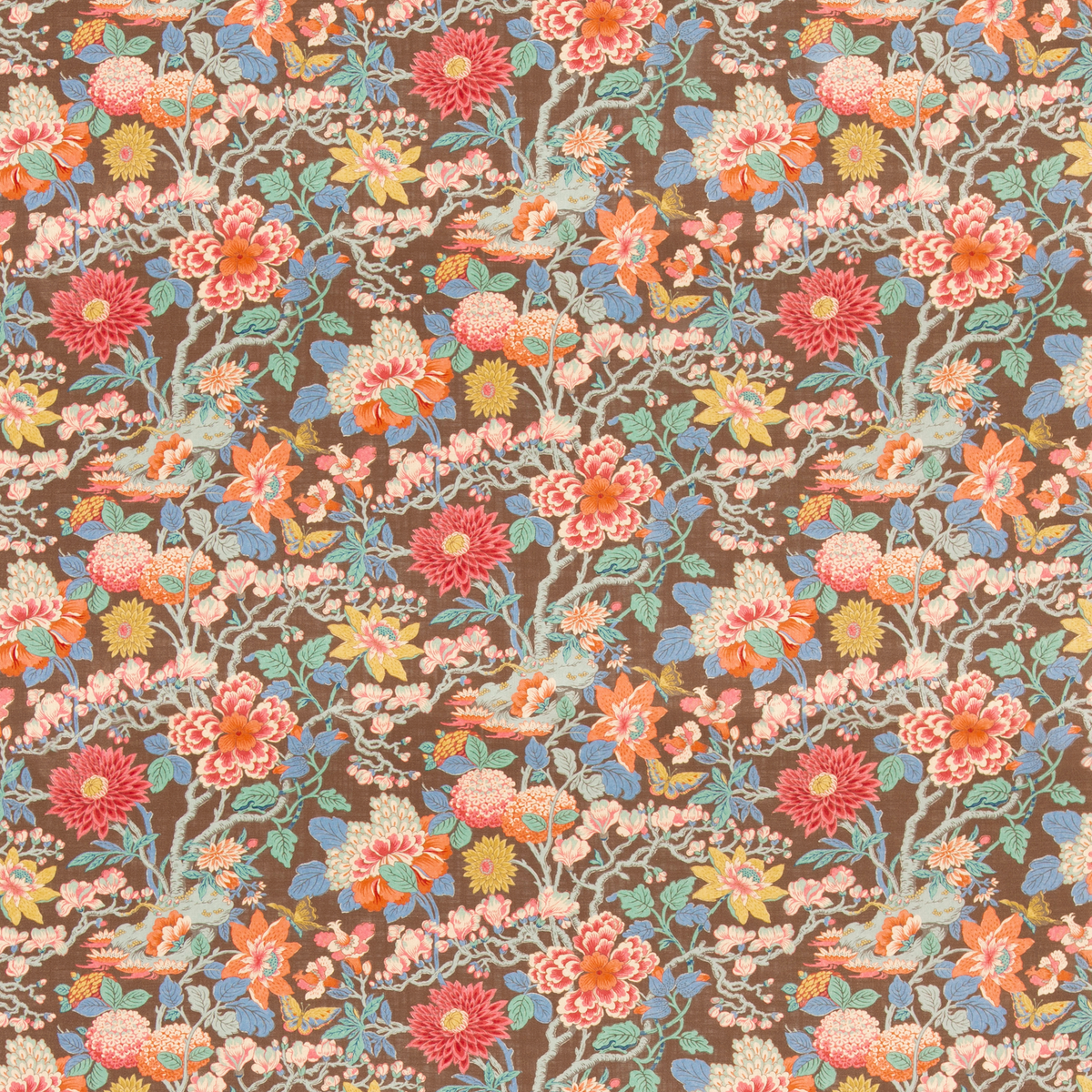 GP & J Baker | Little Magnolia fabric - Espresso