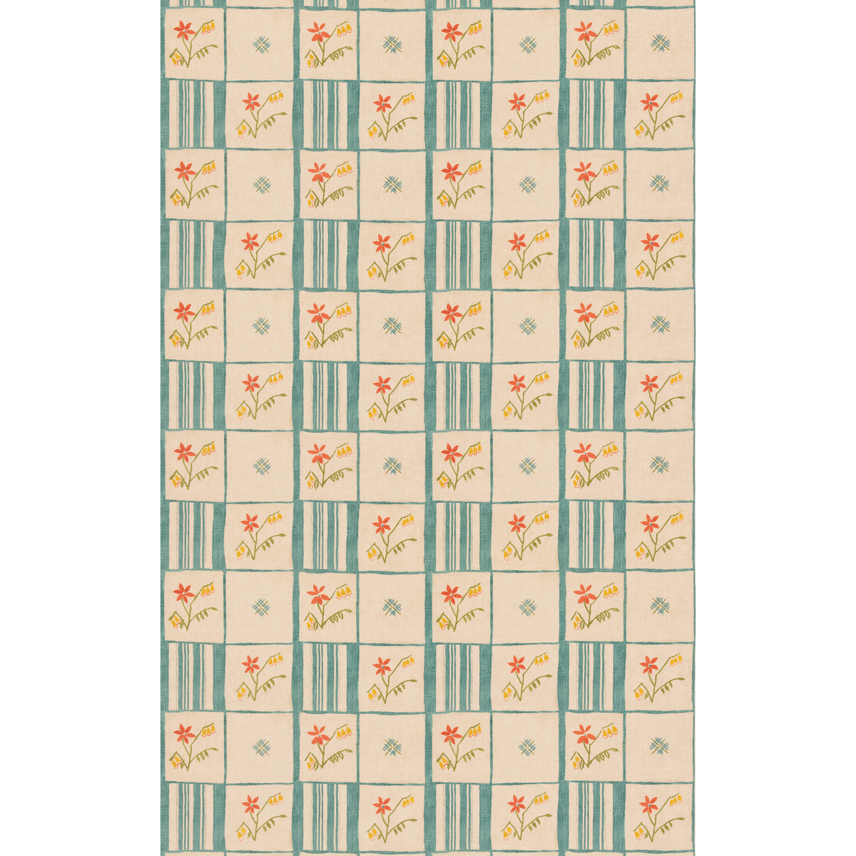 GP & J Baker | Forget-me-not fabric - Teal/Spice