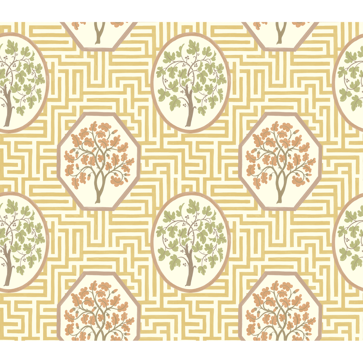GP & J Baker | Royal Maze wallcovering - Ochre