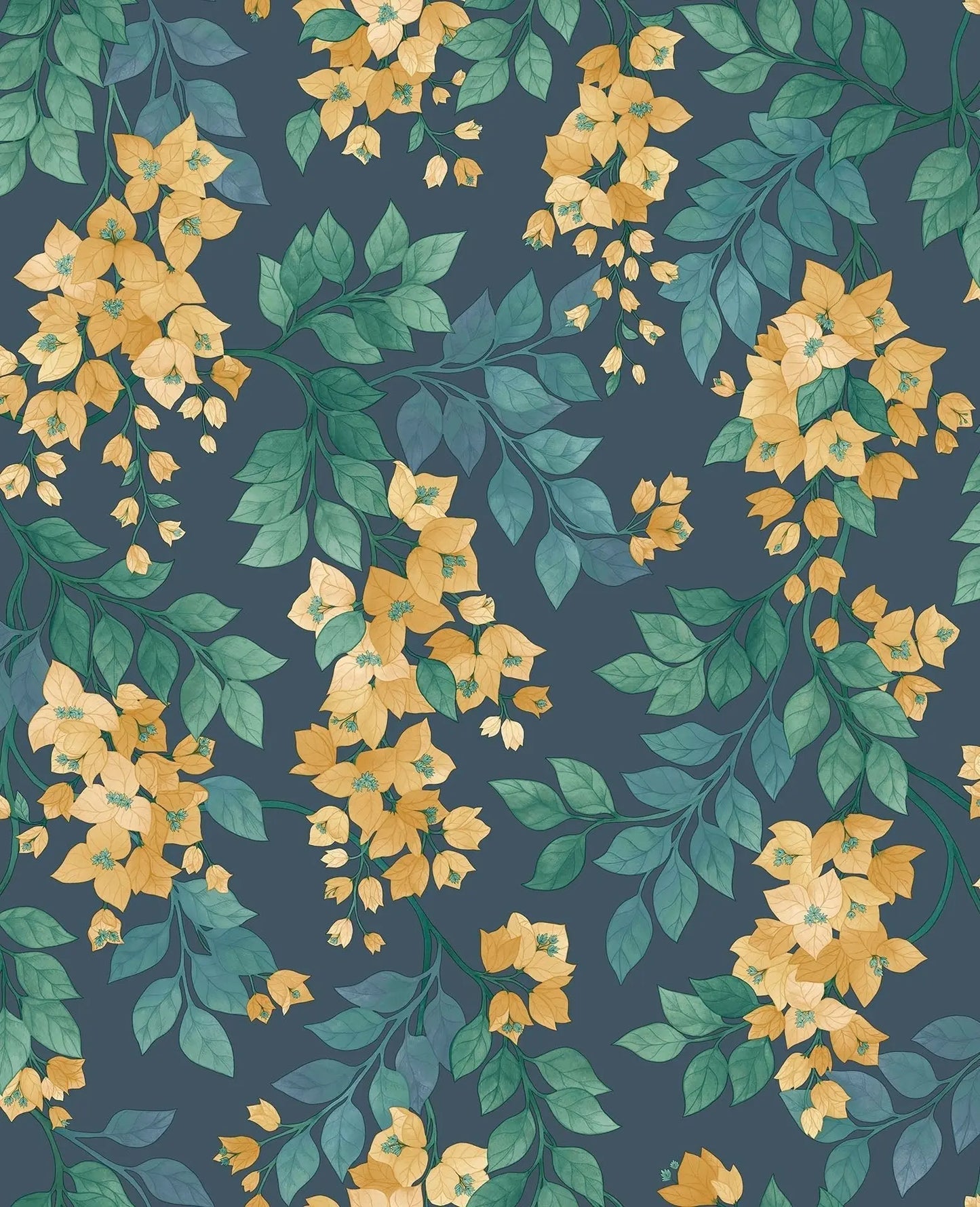 Cole & Son Bougainvillea - Ochre, Viridian & Petrol on Ink
