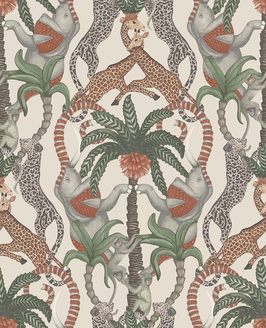 Cole & Son Safari Totem - Terracotta & Forest Green on Stone
