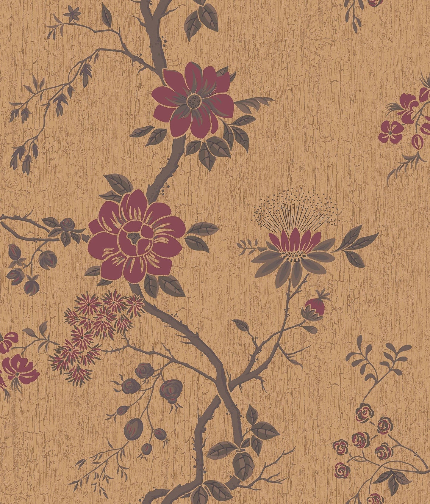 Cole & Son Camellia - Crimson on Metallic Gold