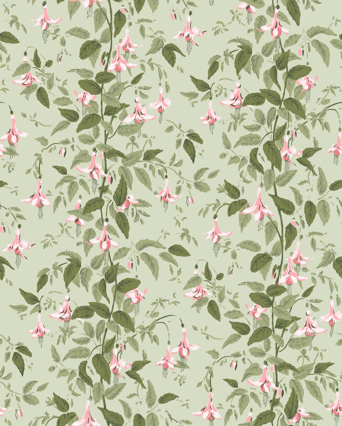 Cole & Son Fuchsia - Powder Pink and Olive on Soft Spring Green