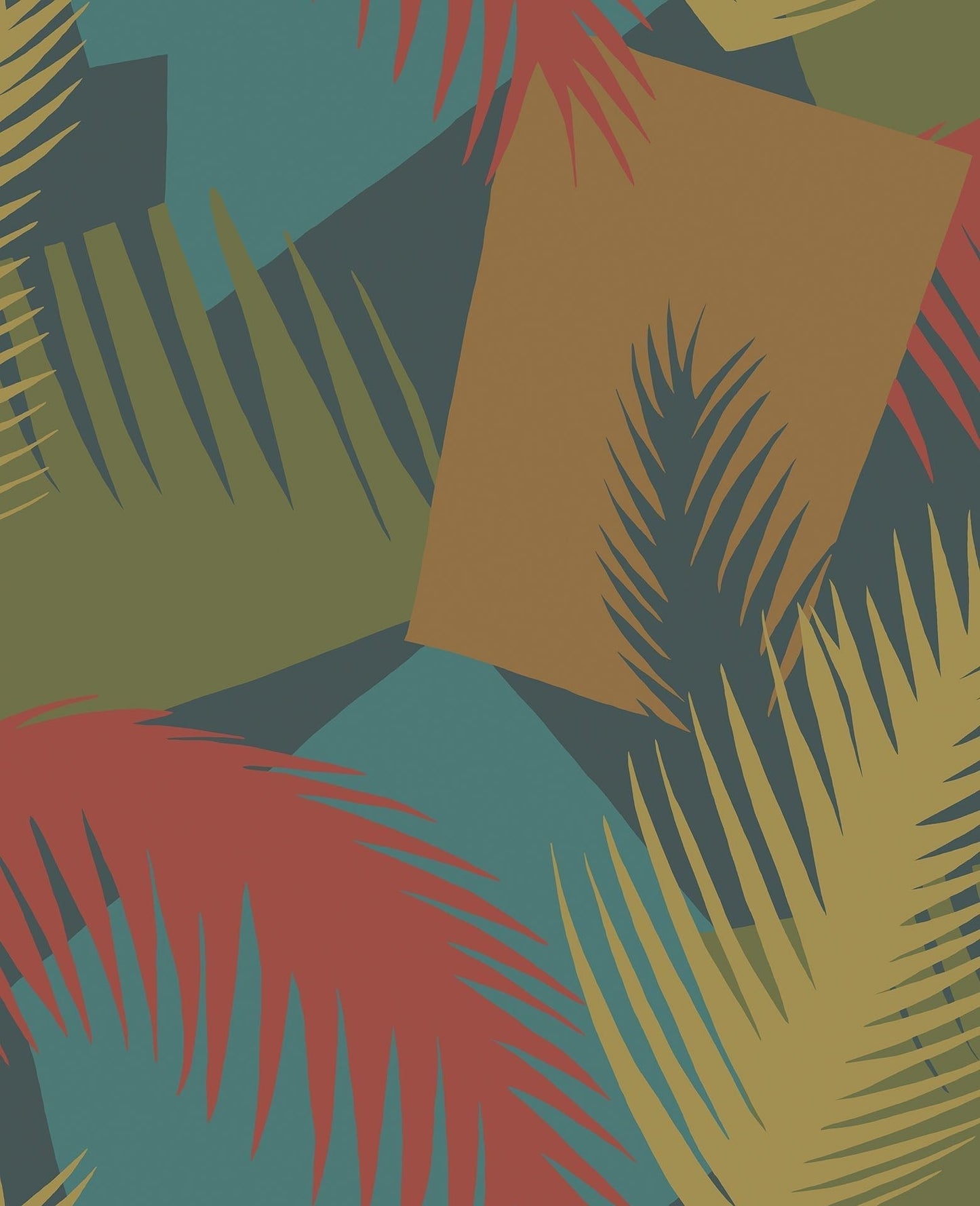 Cole & Son Deco Palm - Ginger, Rouge, Olive on Midnight