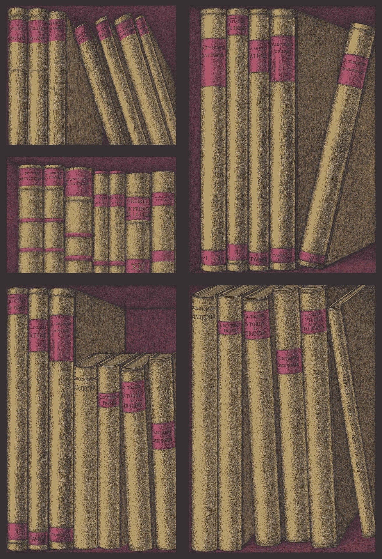 Cole & Son Ex Libris - Metallic Gold & Magenta