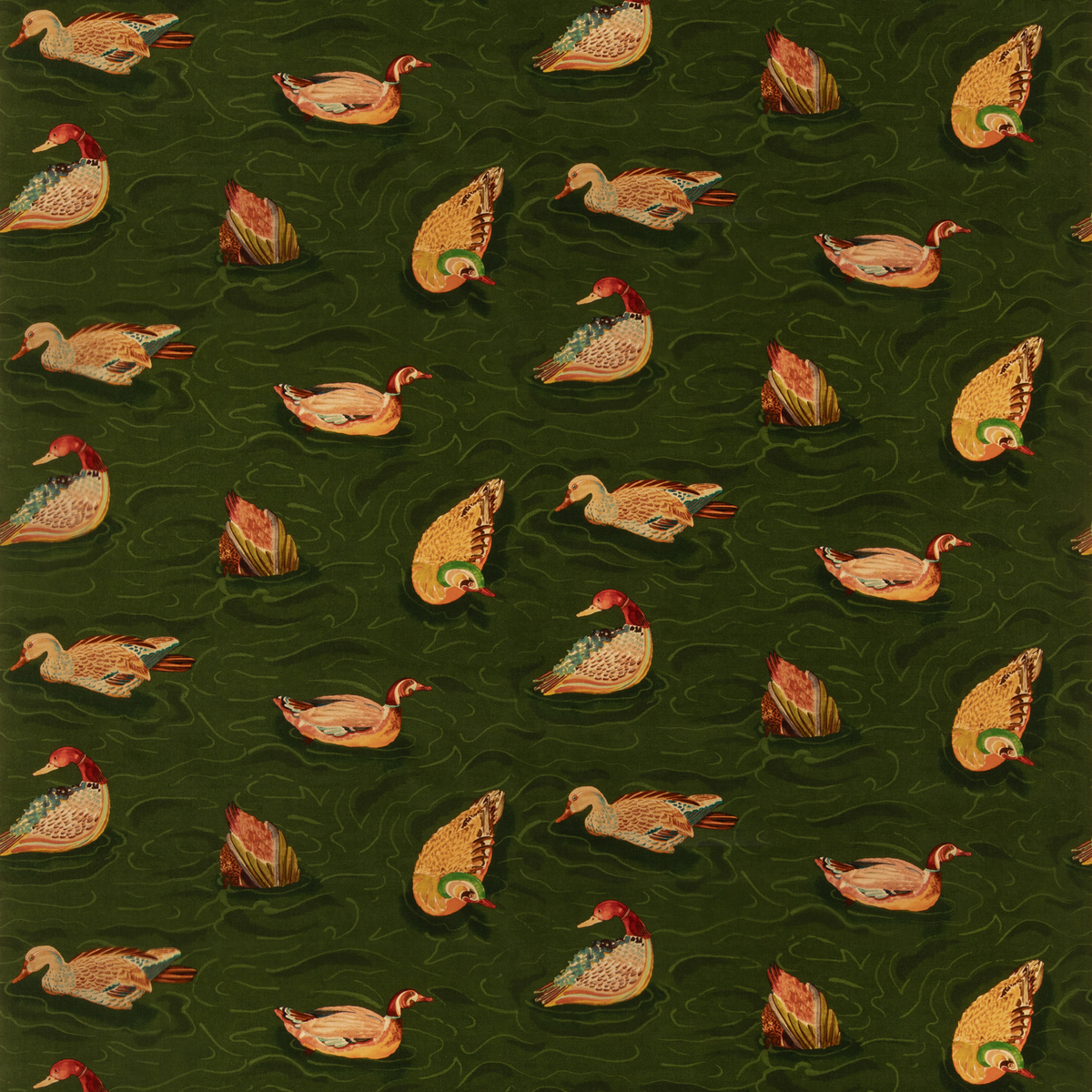 Mulberry Home | Duck Pond Velvet fabric - Emerald