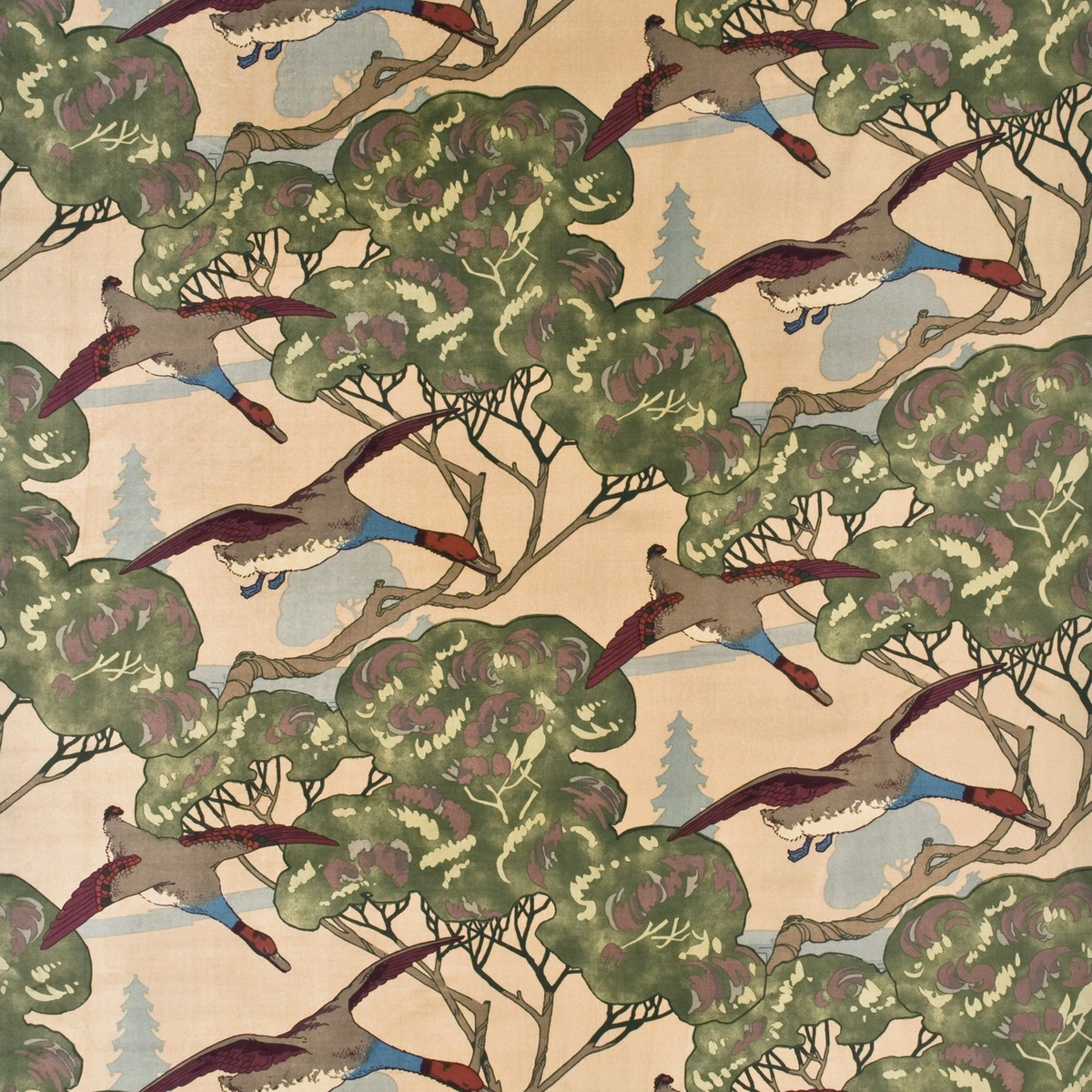 Mulberry Home | Flying Ducks Velvet fabric - Camel