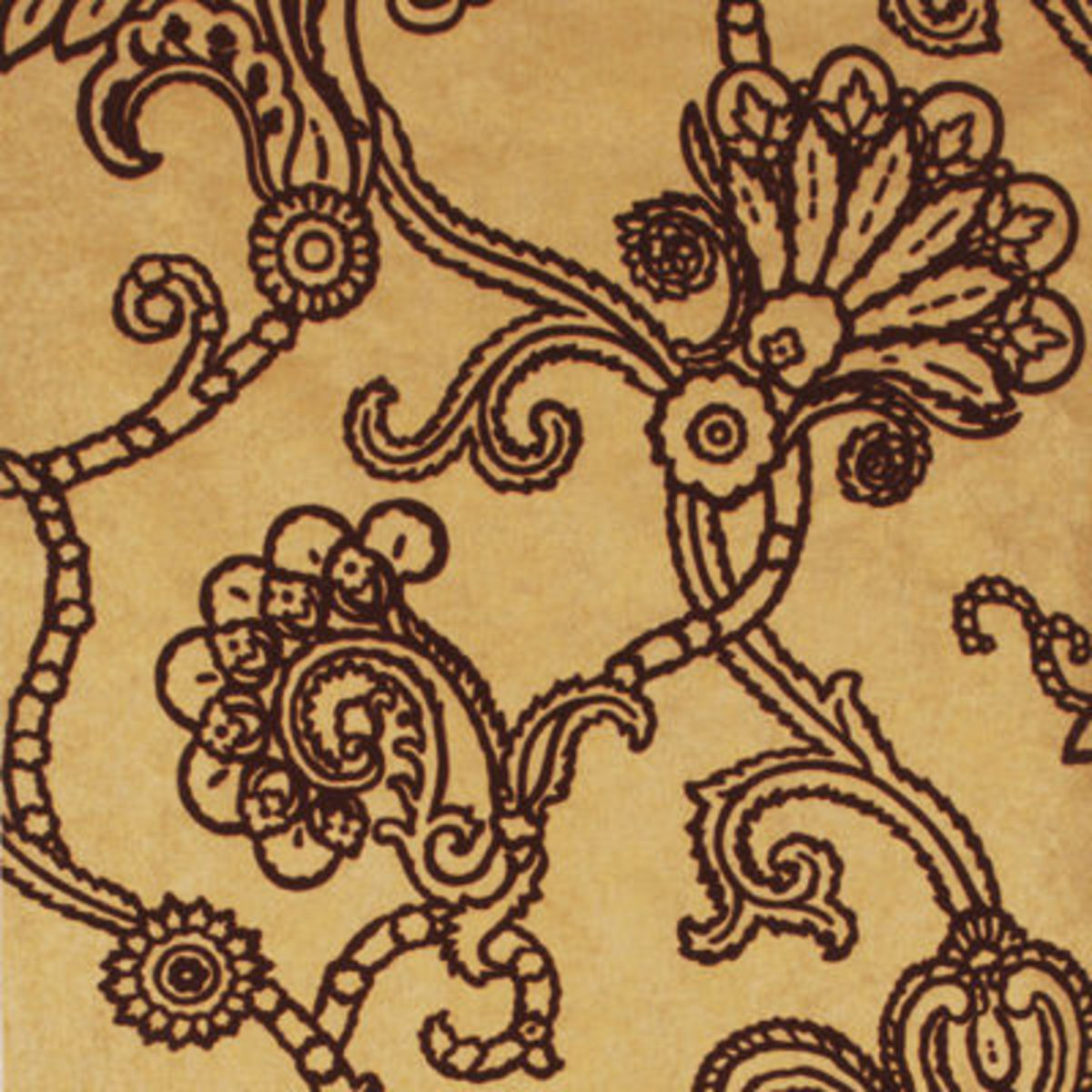 Mulberry Home | Marquise Damask Flock wallcovering - Gold/Plum