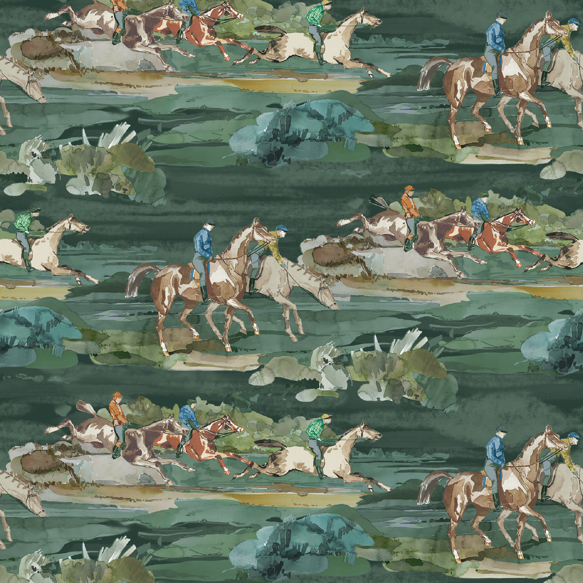 Mulberry Home | Morning Gallop wallcovering - Teal