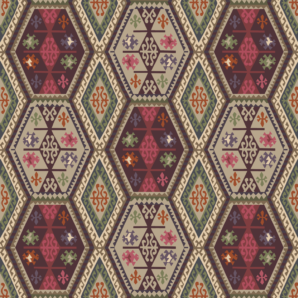 Mulberry Home | Buckland wallcovering - Red/Plum