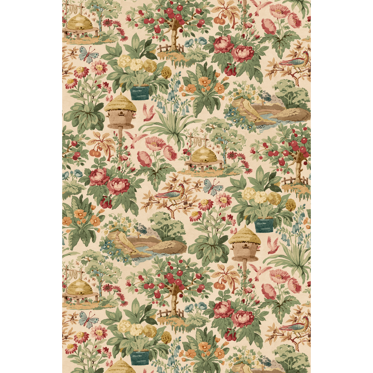 Mulberry Home | Mulberry Garden wallcovering - Red/Green