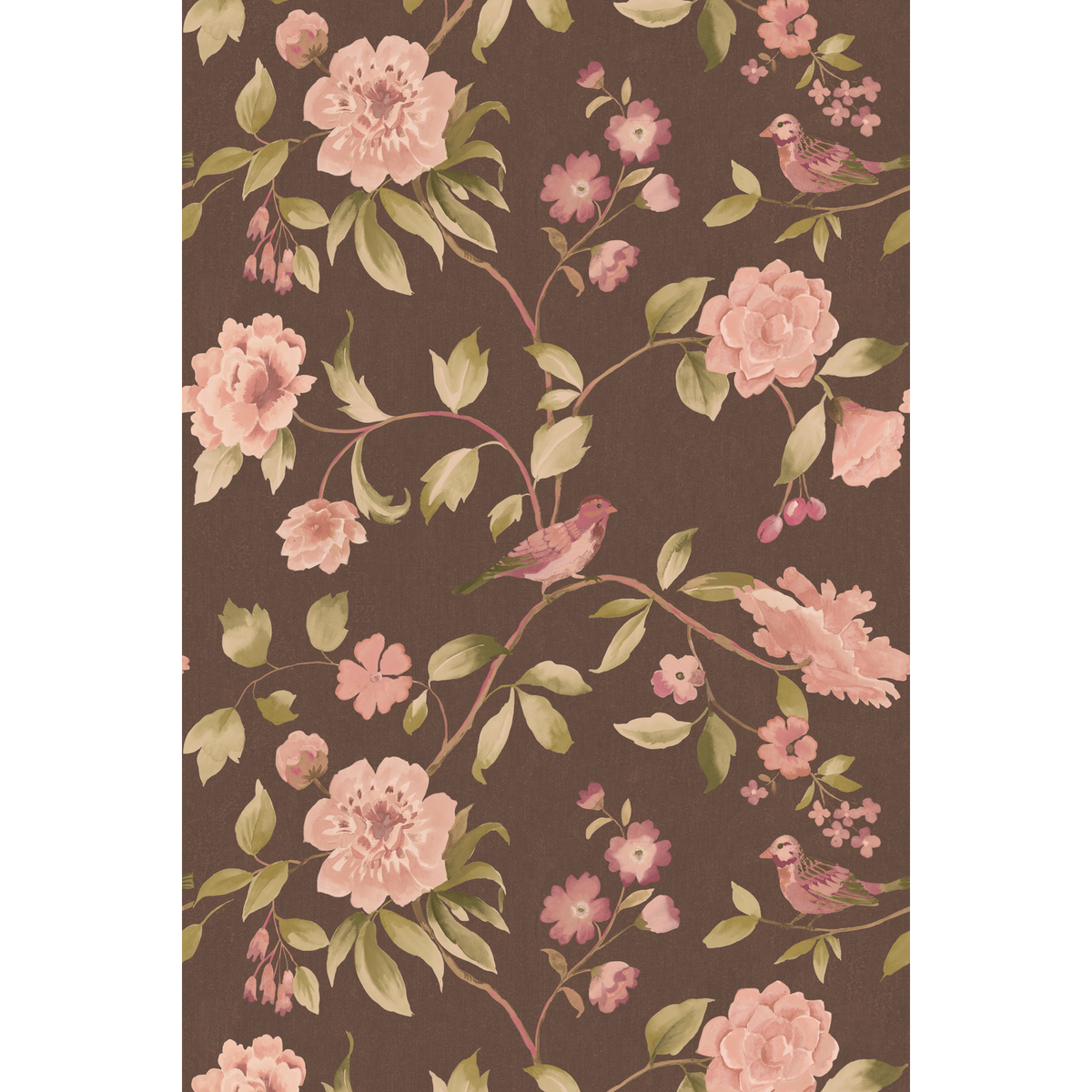 George & Minnie | Watercolour Bird wallcovering - Walnut