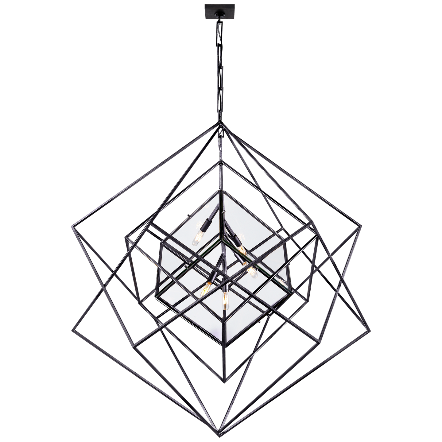 Cubist Large Chandelier - Aged Iron