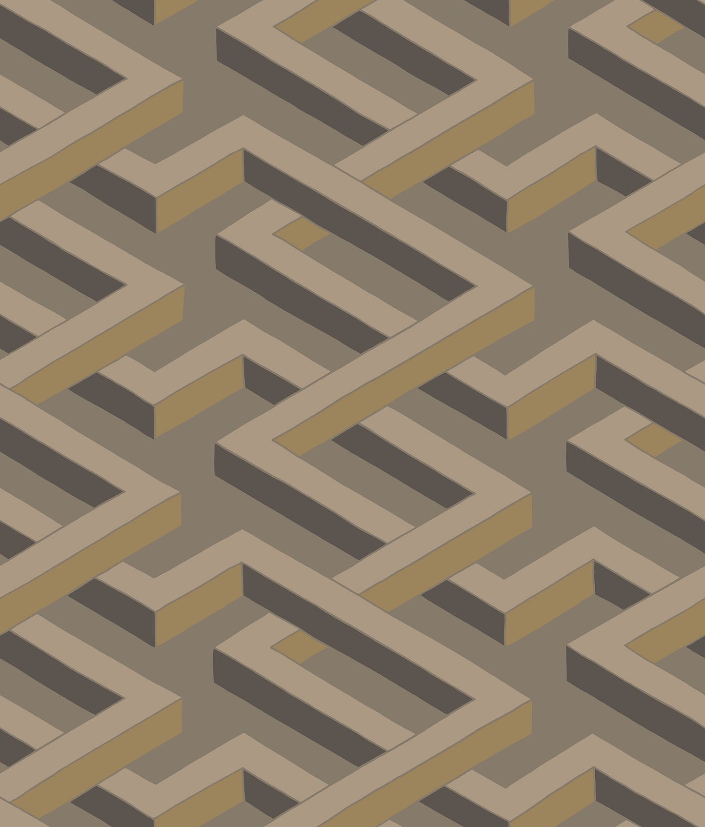Cole & Son Luxor - Metallic Bronze on Dark Taupe
