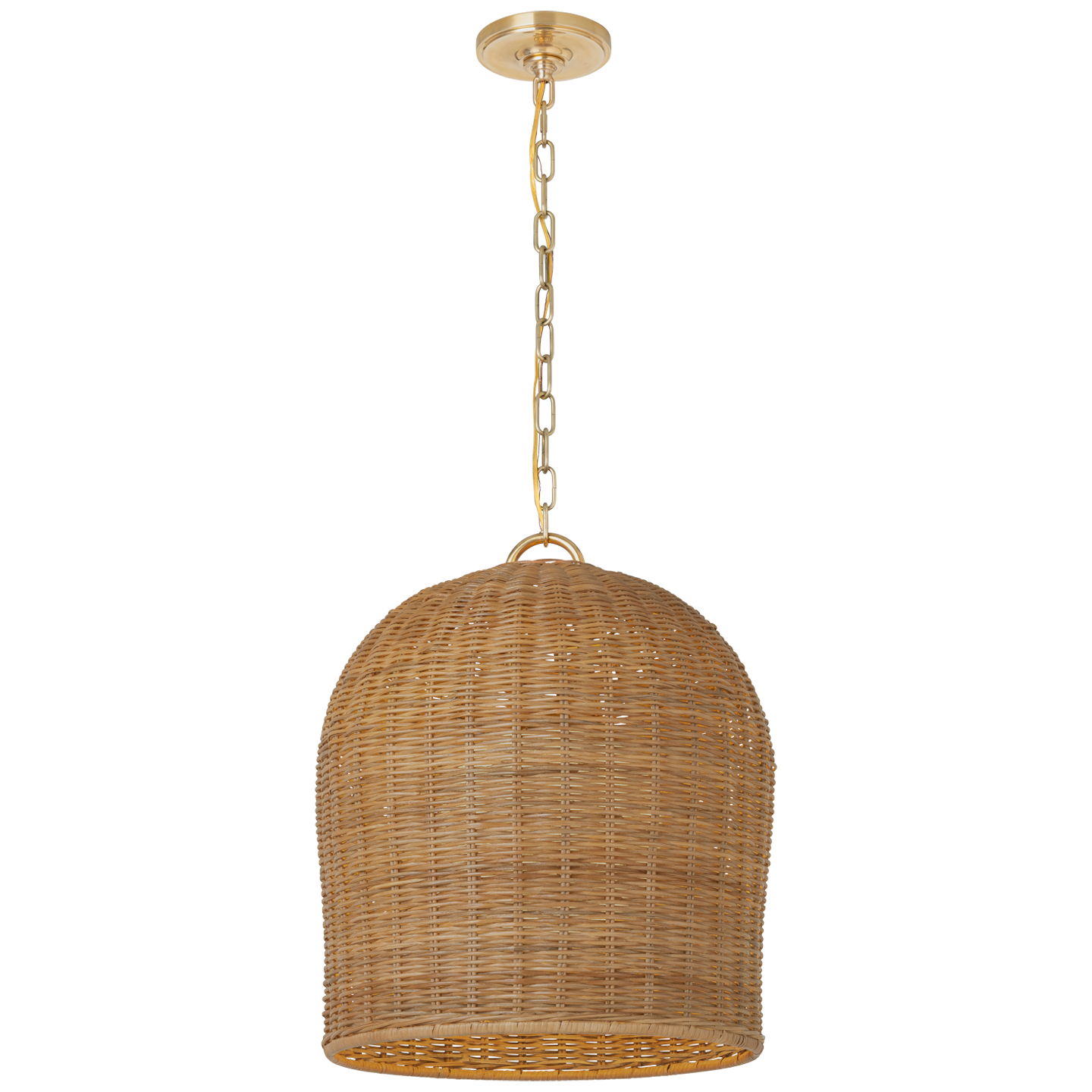 Nancy 18 Woven Hanging Shade - Soft Brass and Natural Wicker