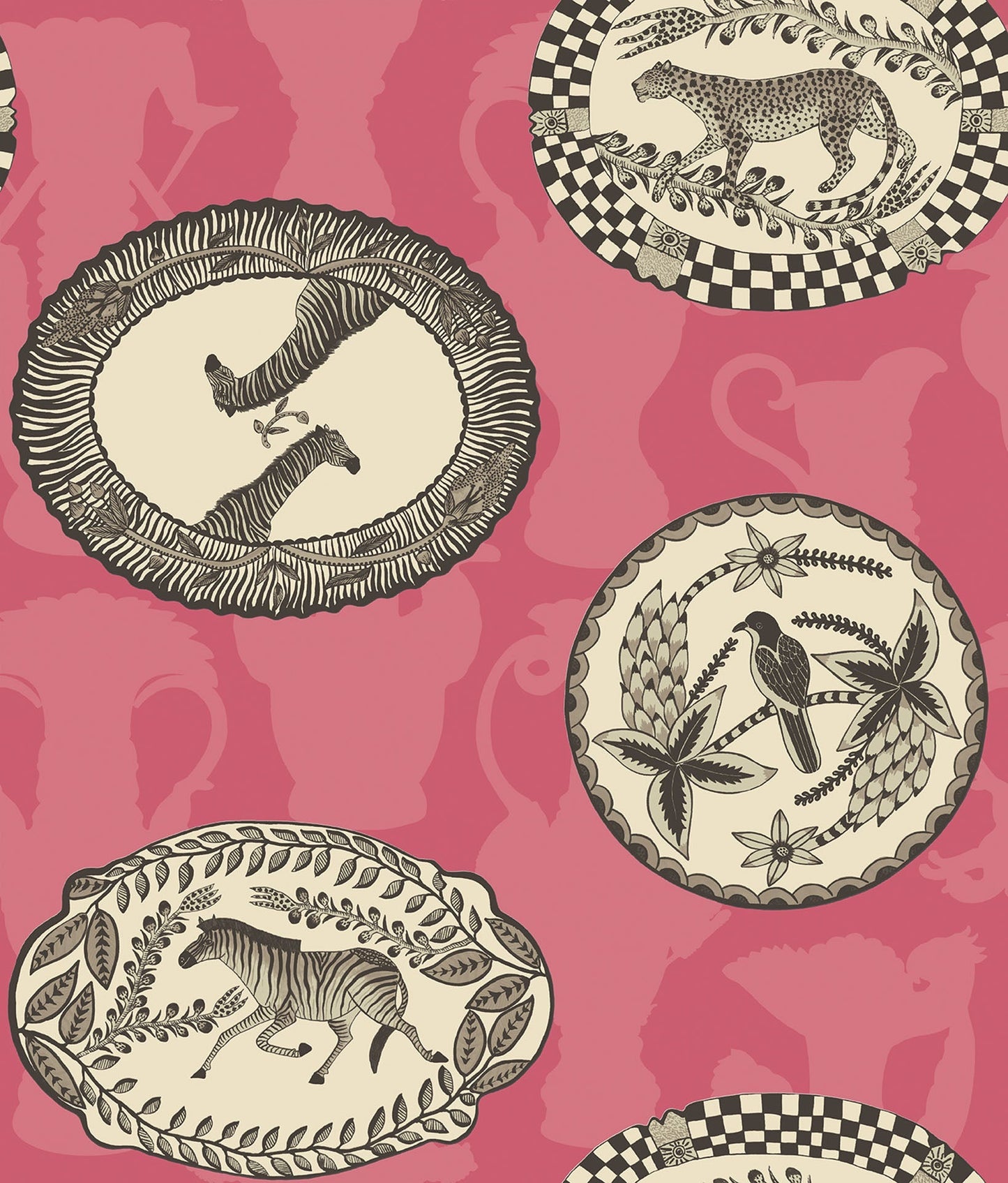 Cole & Son Matrinah - Soot & Snow on Fuchsia
