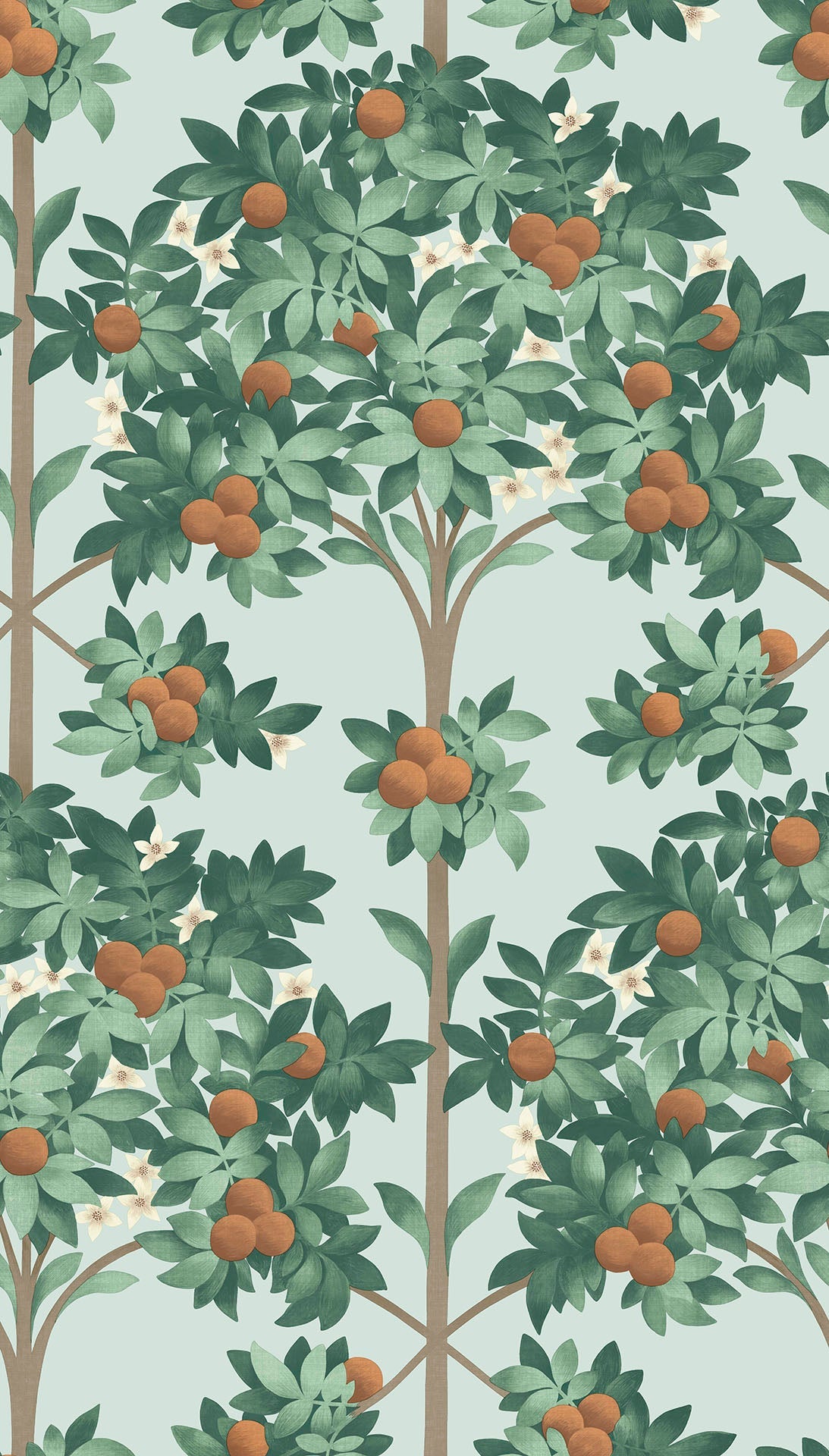 Cole & Son Orange Blossom - Burnt Orange & Mint on Seafoam