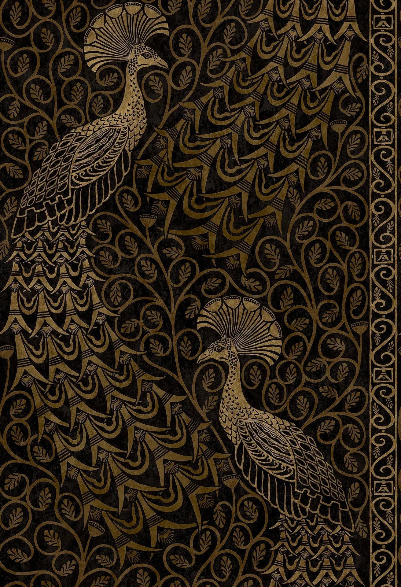 Cole & Son Pavo Parade - Metallic Gold on Soot