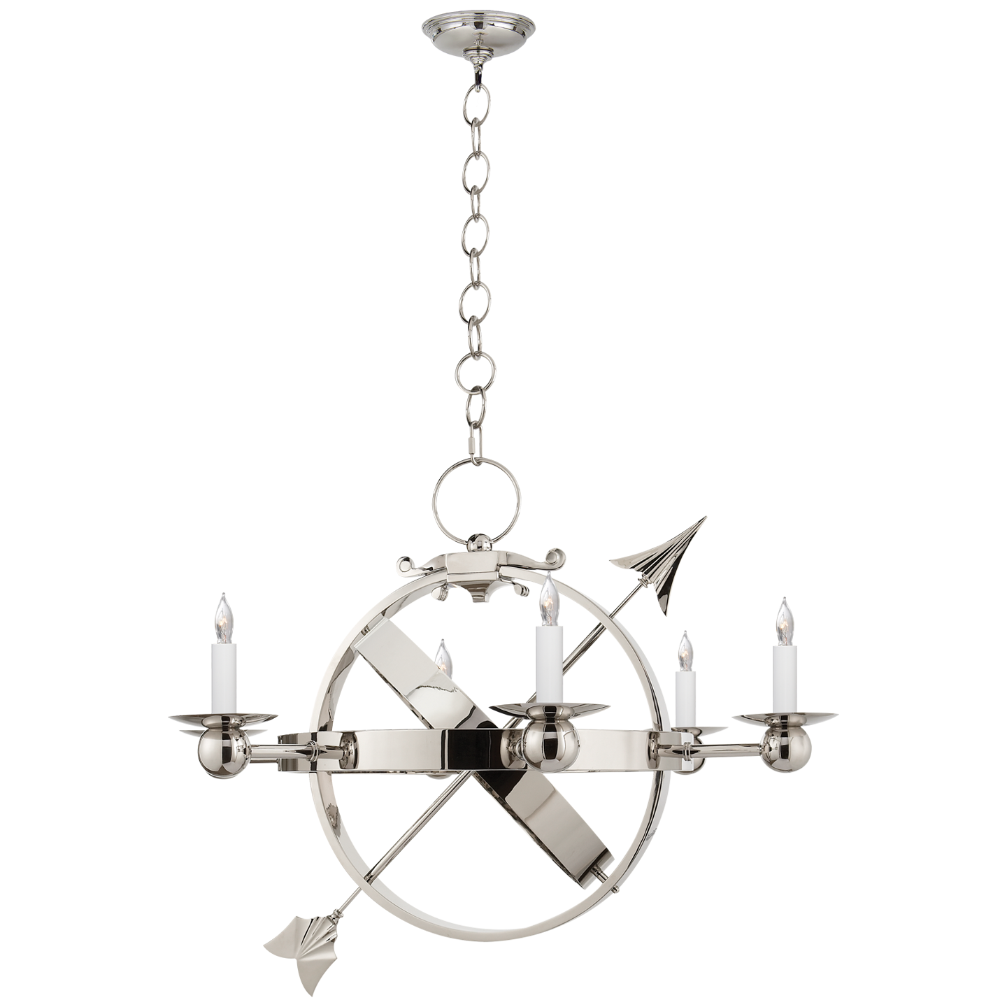 Armillary Sphere Chandelier - Polished Nickel