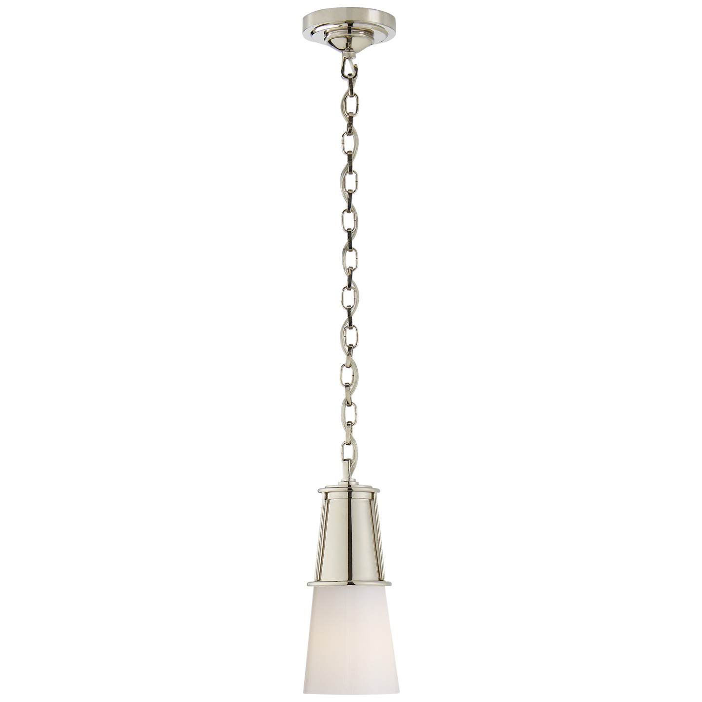 Robinson Small Pendant - Polished Nickel with White Glass