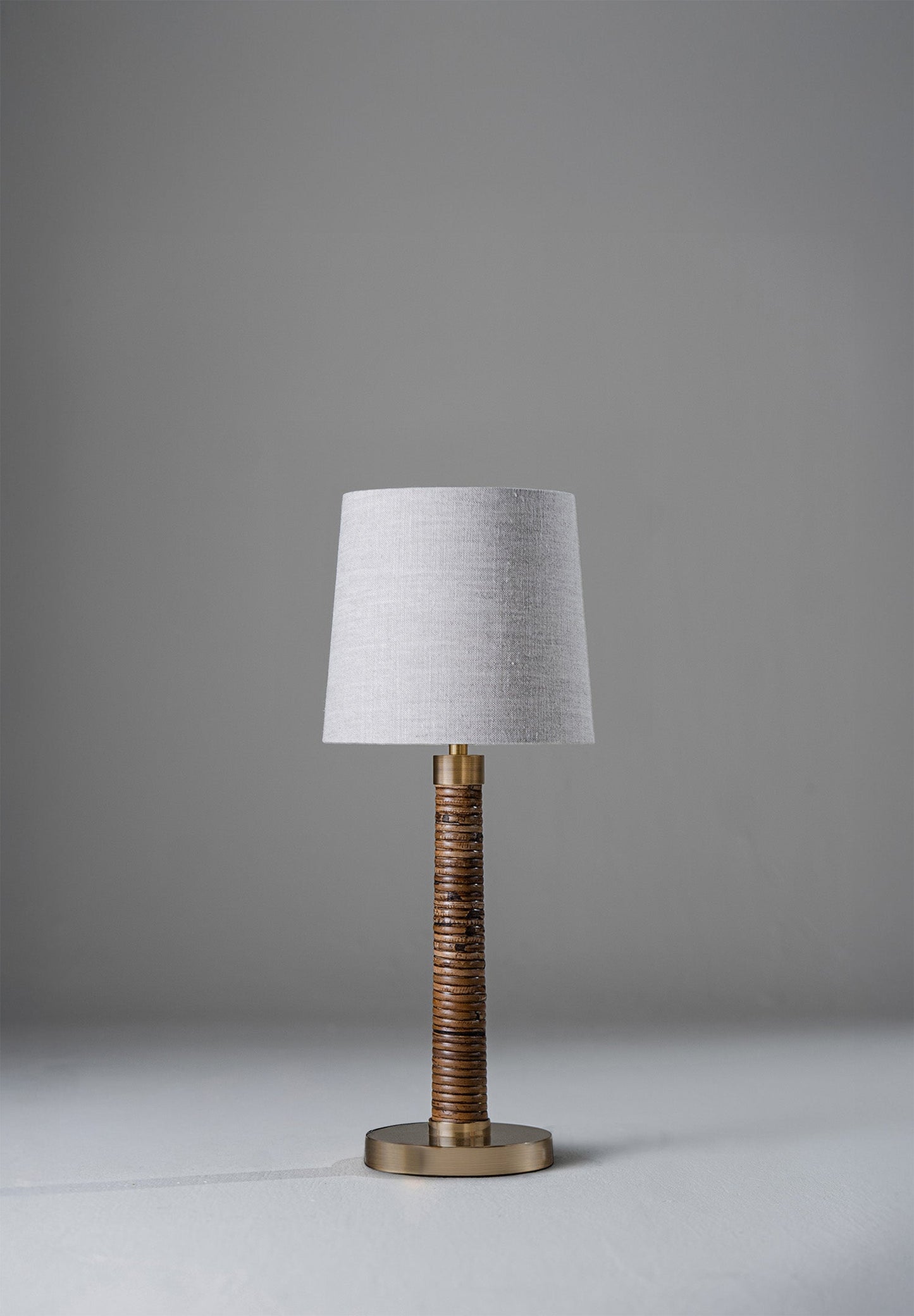 Holden Pillar Lamp - Dark Cane and Antique Brass