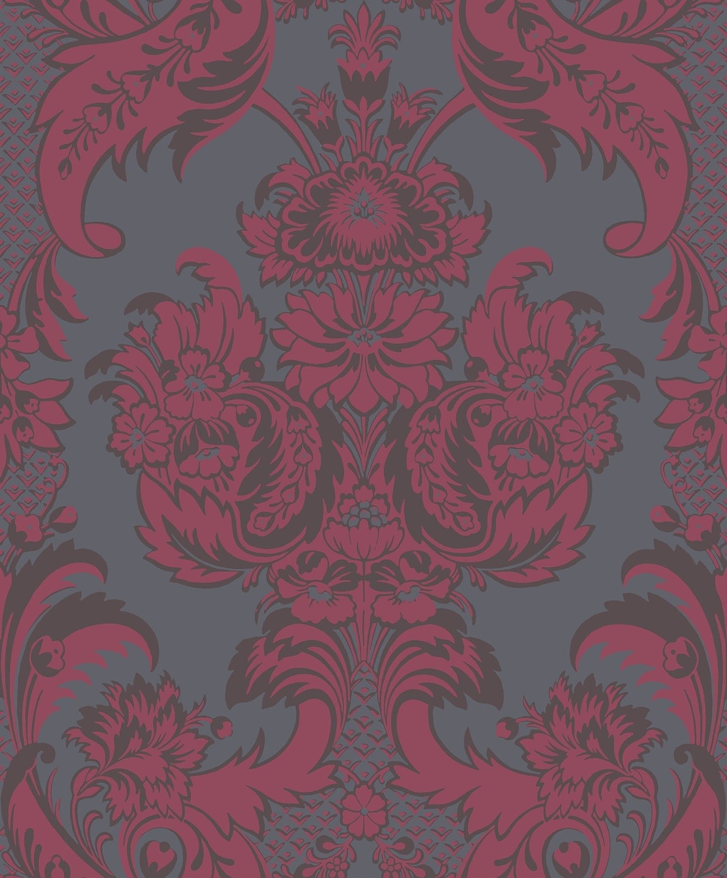 Cole & Son Wyndham - Ruby & Charcoal on Slate Grey