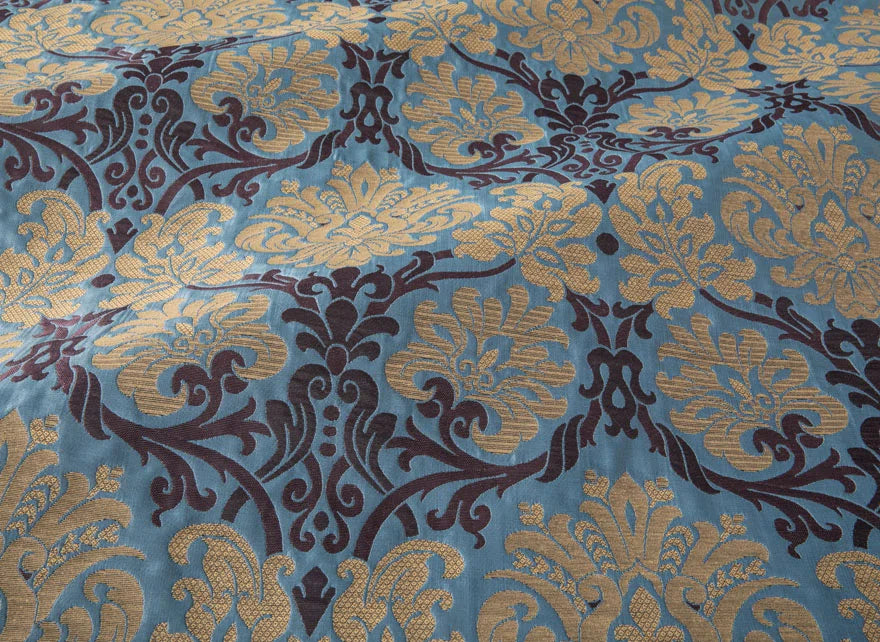 Pierre Frey Leaf Scroll Damask - Ocean