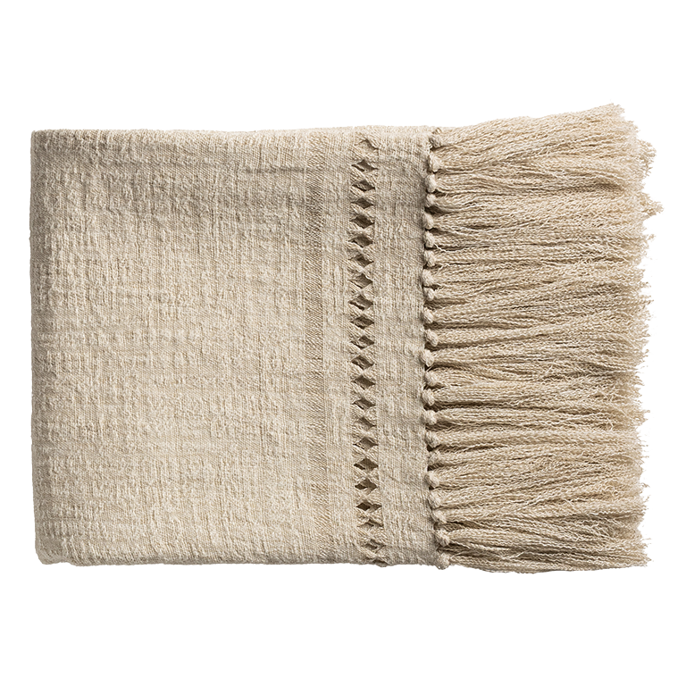 de Le Cuona | Petra Bed Throw with Diamond Detailing – Alabaster