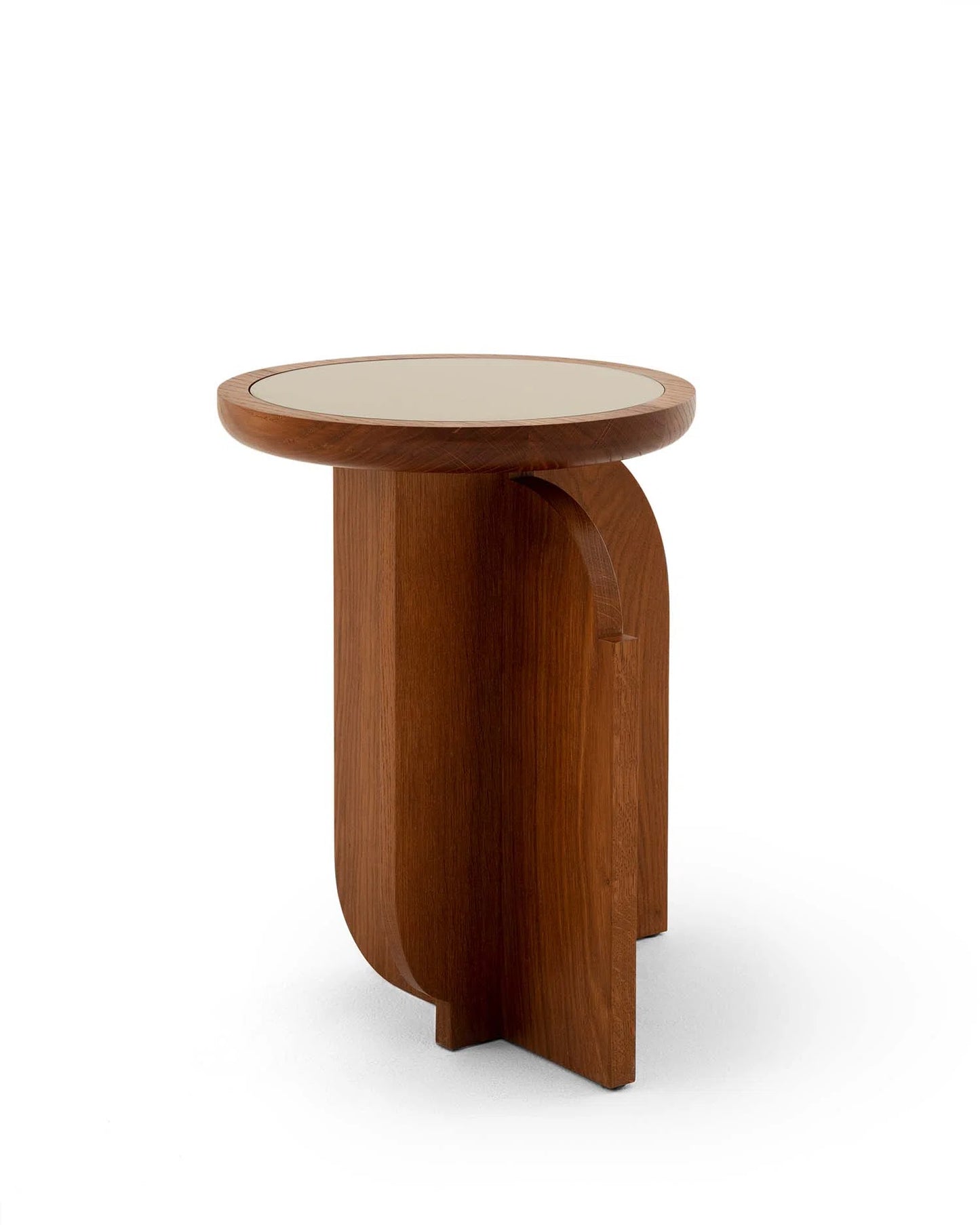 Pierre Frey Venus - Stained oak, water-based varnish; customizable top finishes including gold lacquered glass top, wooden top, or lacquered wooden top