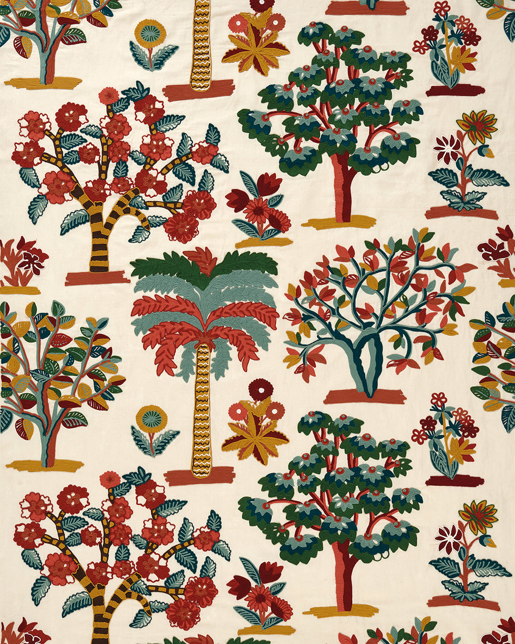Nina Campbell | Fener Grove fabric - Green / Coral / Gold