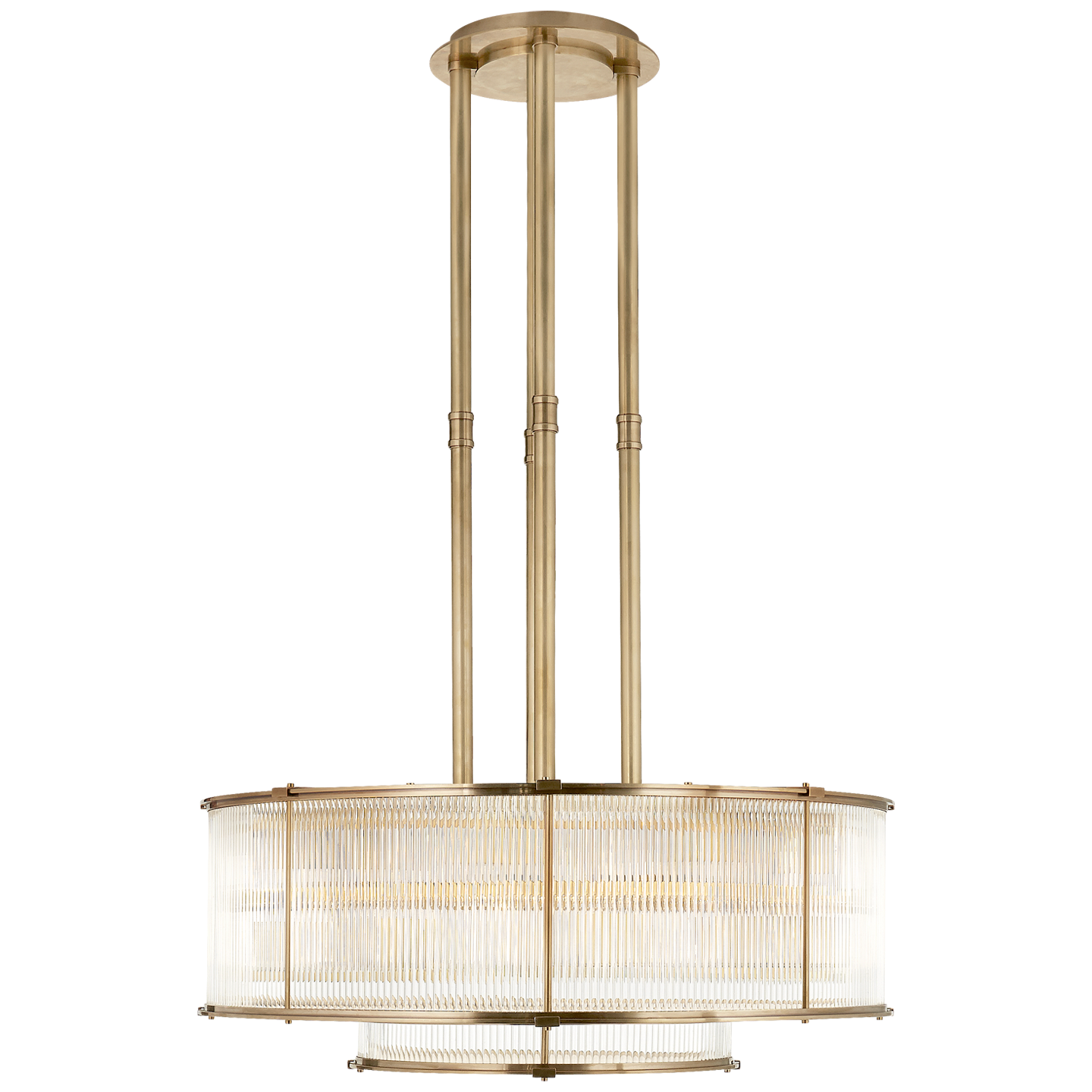 Allen Large Tiered Chandelier in Natural Brass lifestyle view